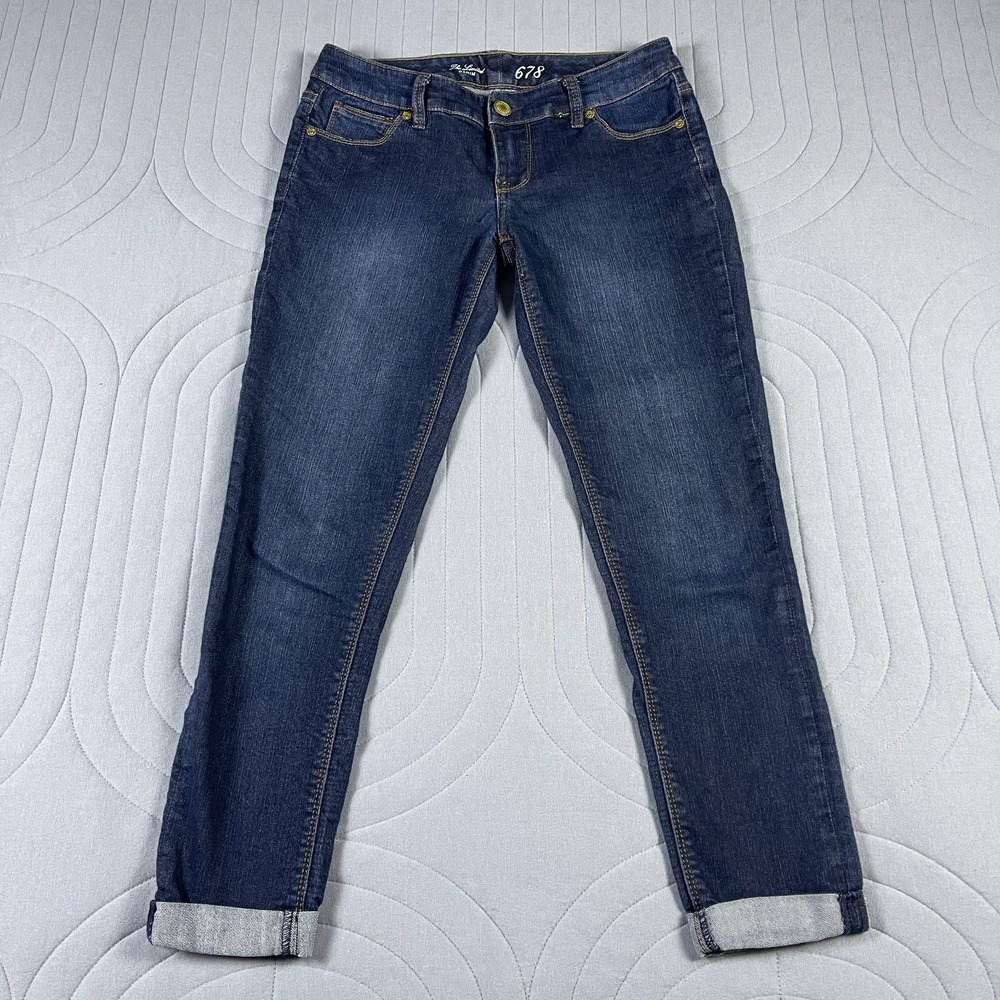 The Limited 678 Womens Skinny Ankle Jeans Sz 2 Dark Wash Denim Low Rise Cuffed